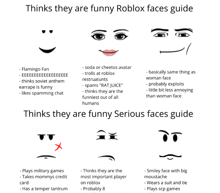 Roblox face names