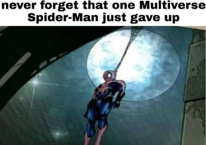 Spider man hanging himself