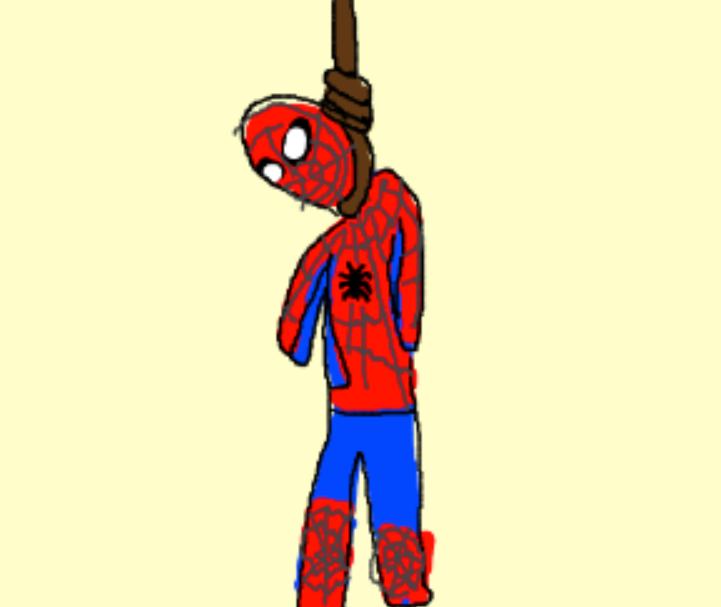 Spider man hanging himself3