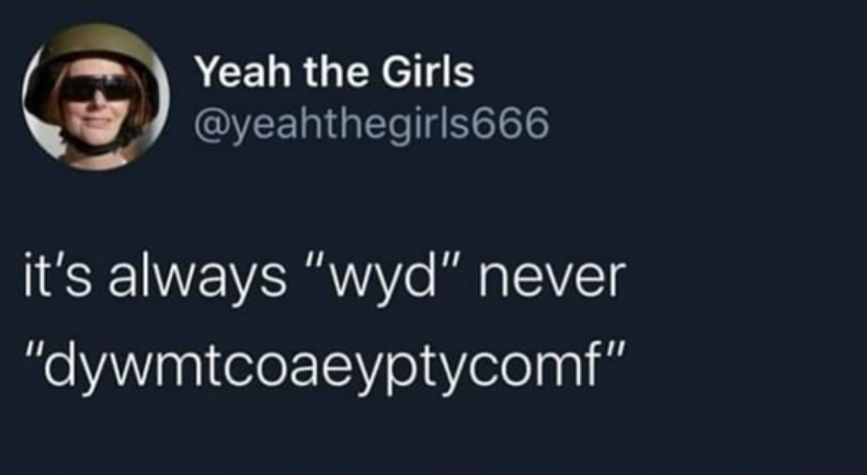 What does dywmtcoaeyptycomf mean2